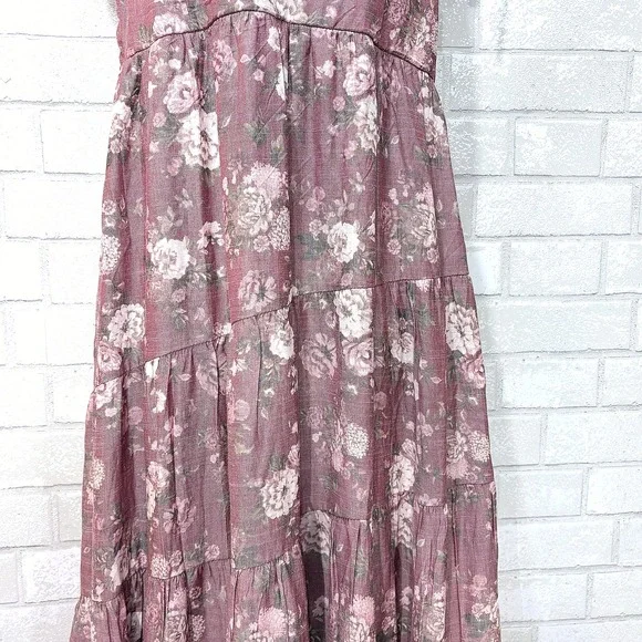 Trixxi Tiered Floral Maxi Dress XL Cottage Fairy Prairie Peasant Garden Party - Picture 4 of 14
